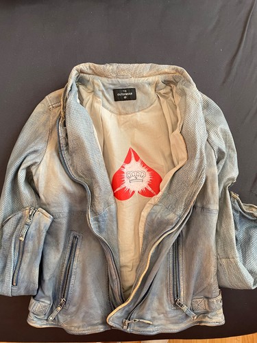 Lederjacke hellblau auf - , alt