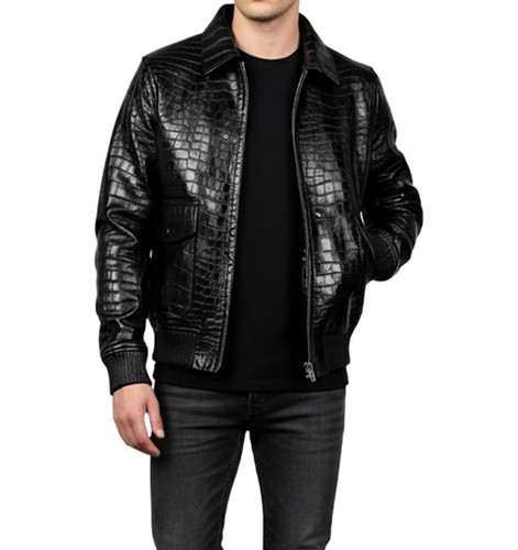 Schwarze herren lederjacke - schwarze, mit